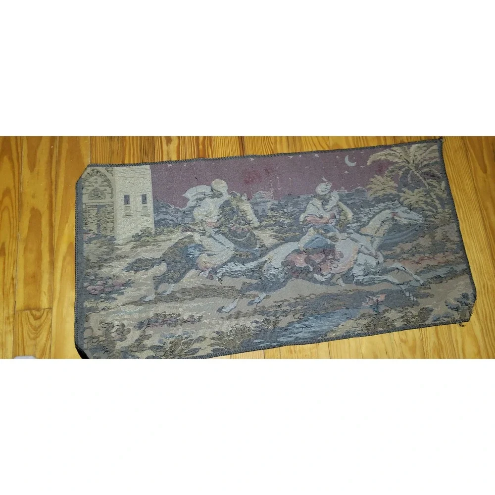 Vintage Persian Style Horse Riders Scene Tapestry Wall Hanging Decor